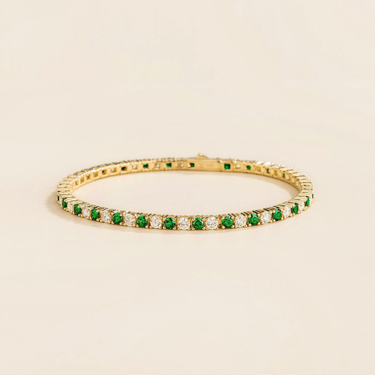 Stacy Emerald & Diamond Tennis Bracelet in Gold