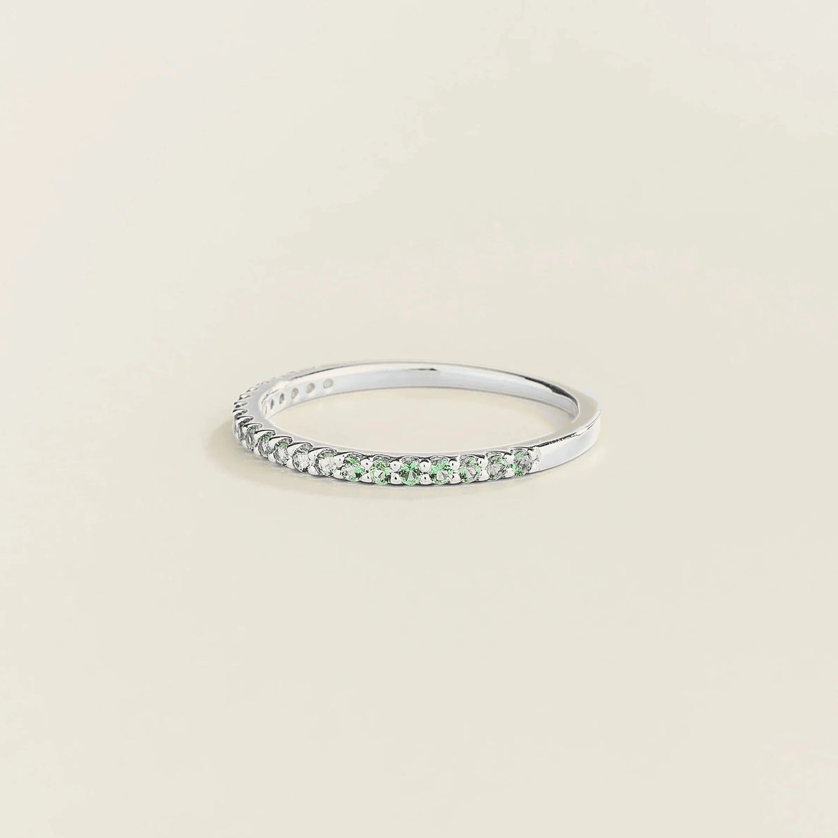 Stacy Emerald Half Eternity Band in White Gold