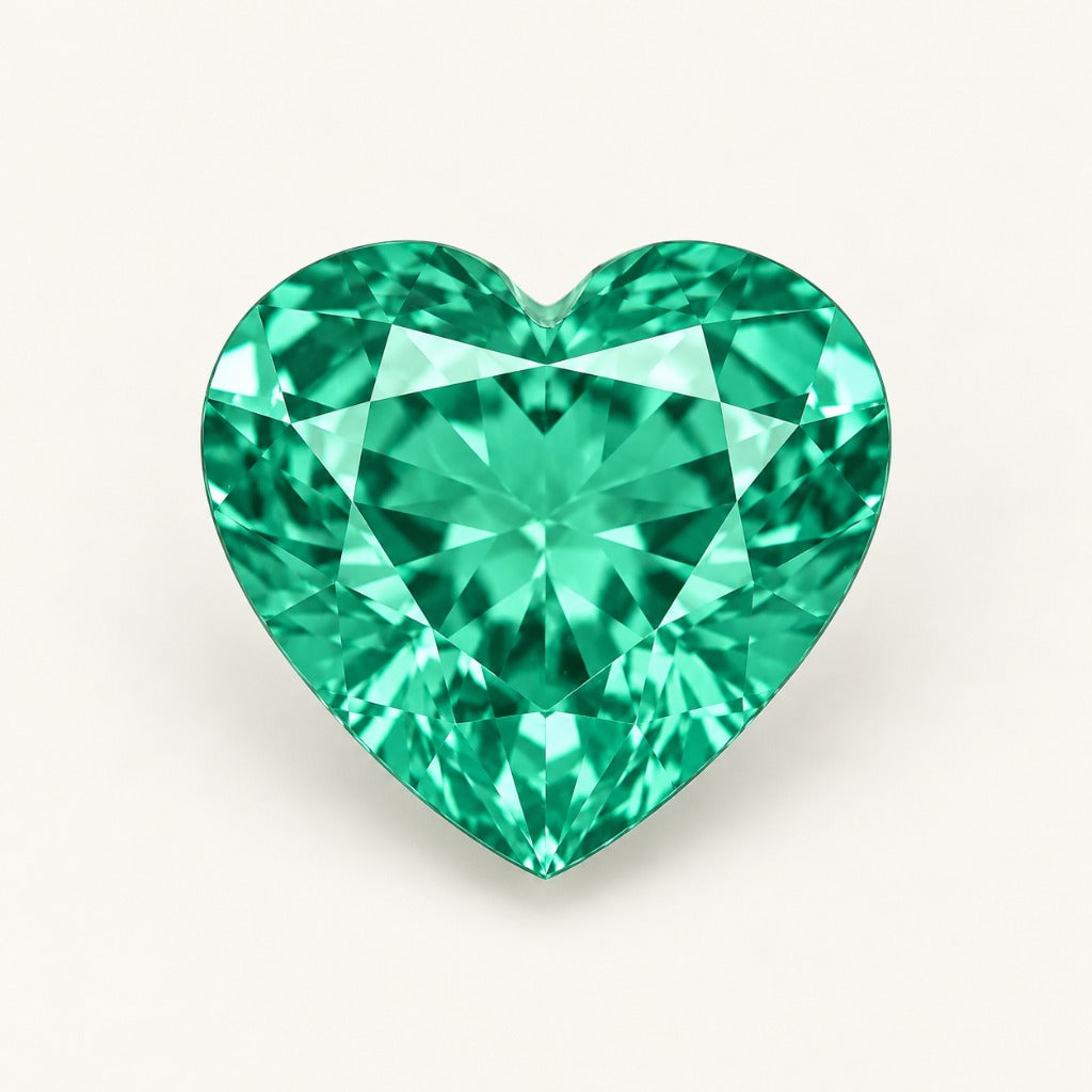Green lab-grown sapphire, heart cut