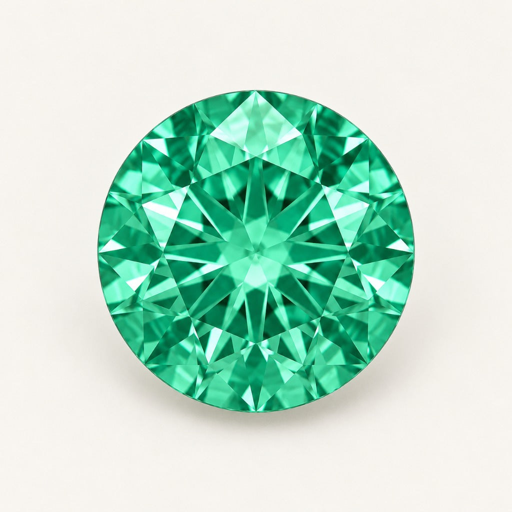 Green lab-grown sapphire, round cut