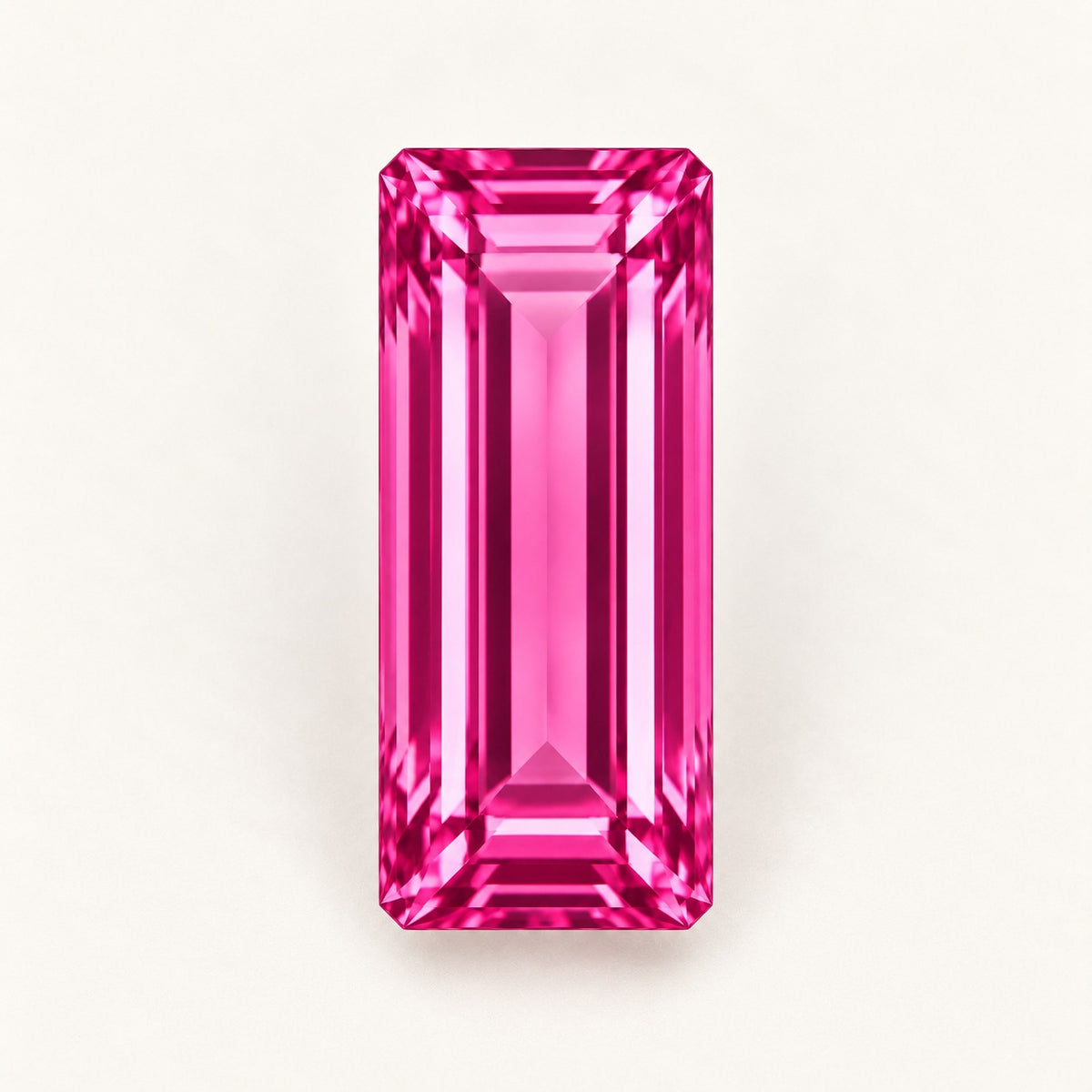Hot pink lab-grown spinel, baguette cut