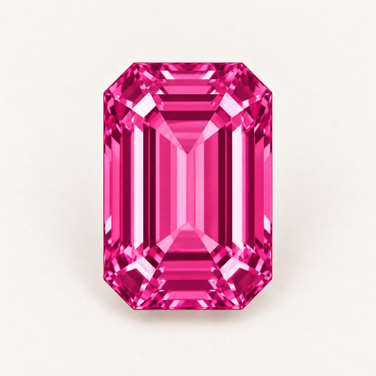 Hot pink lab-grown spinel, emerald cut