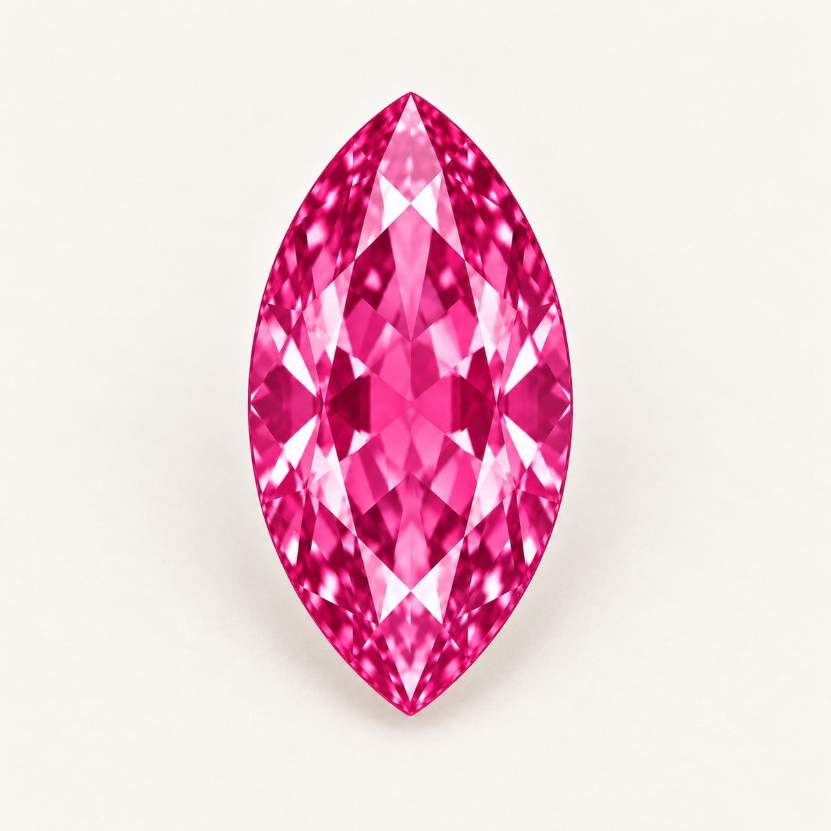 Hot pink lab-grown spinel, marquise cut