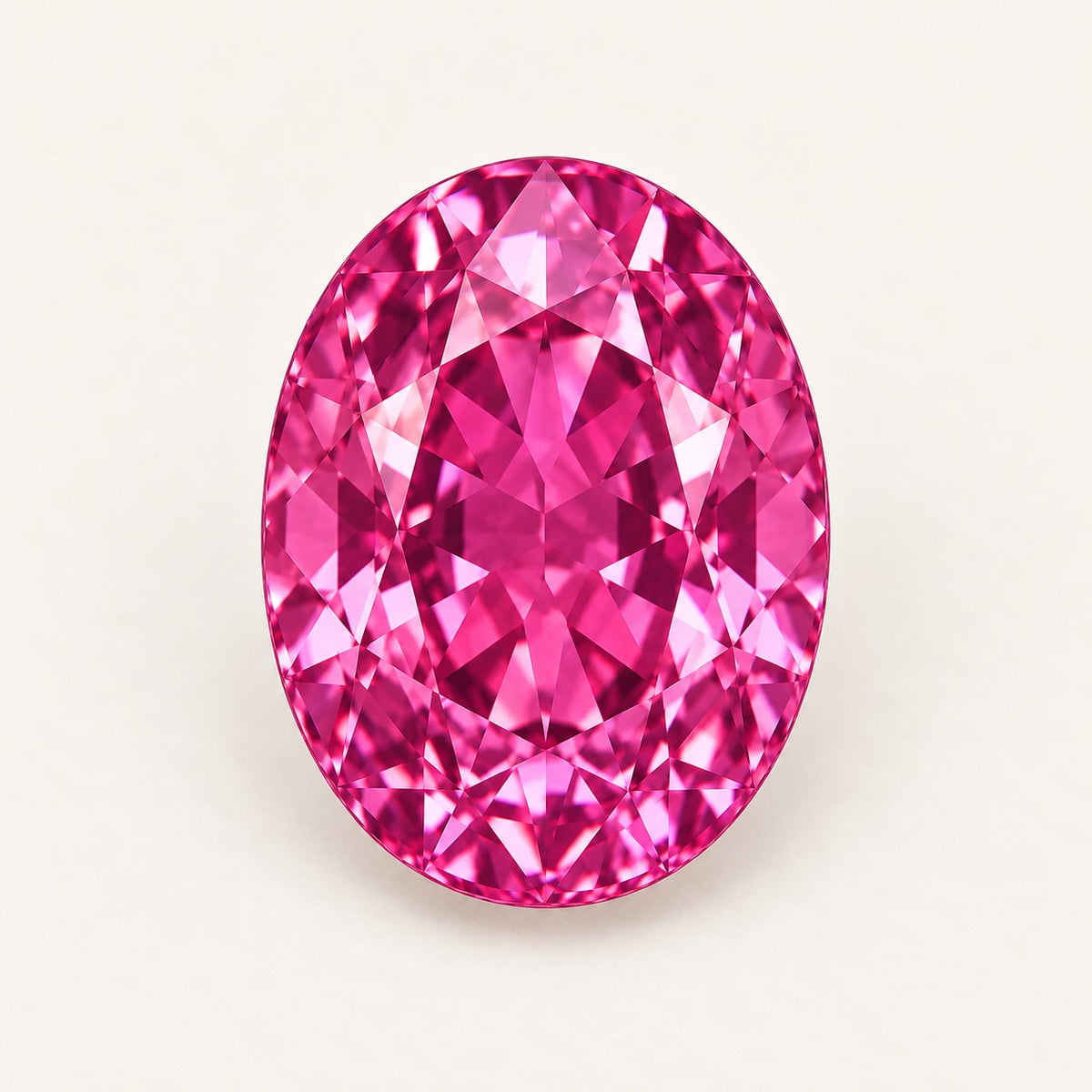 Hot pink lab-grown spinel, oval cut