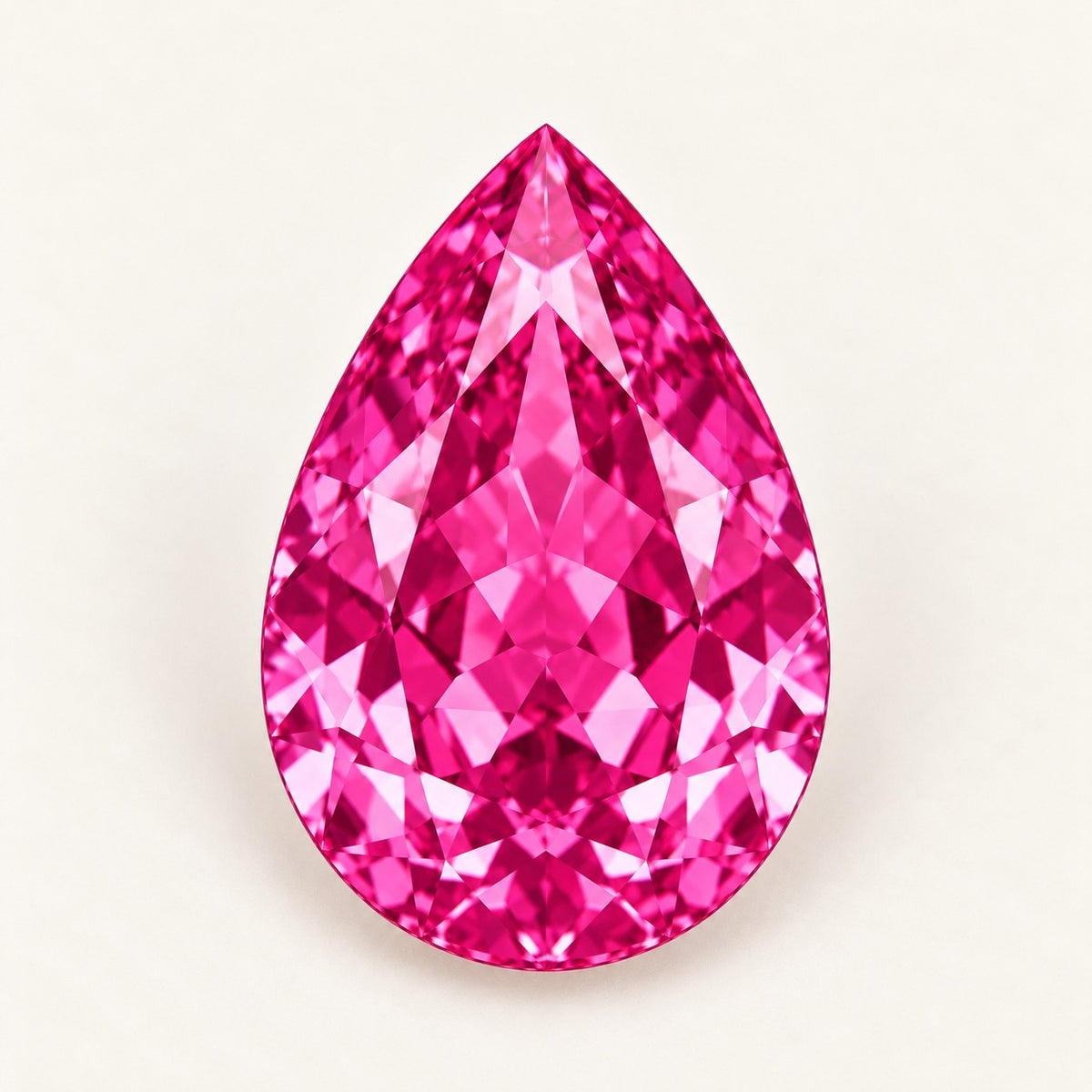 Hot pink lab-grown spinel, pear cut