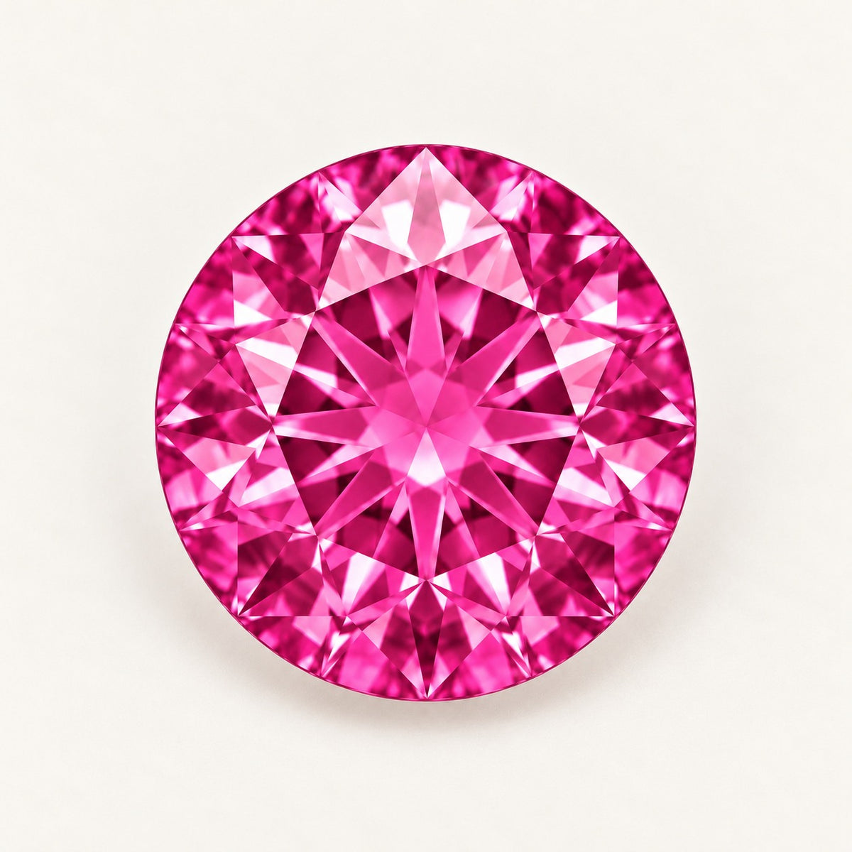 Hot pink lab-grown spinel, round cut