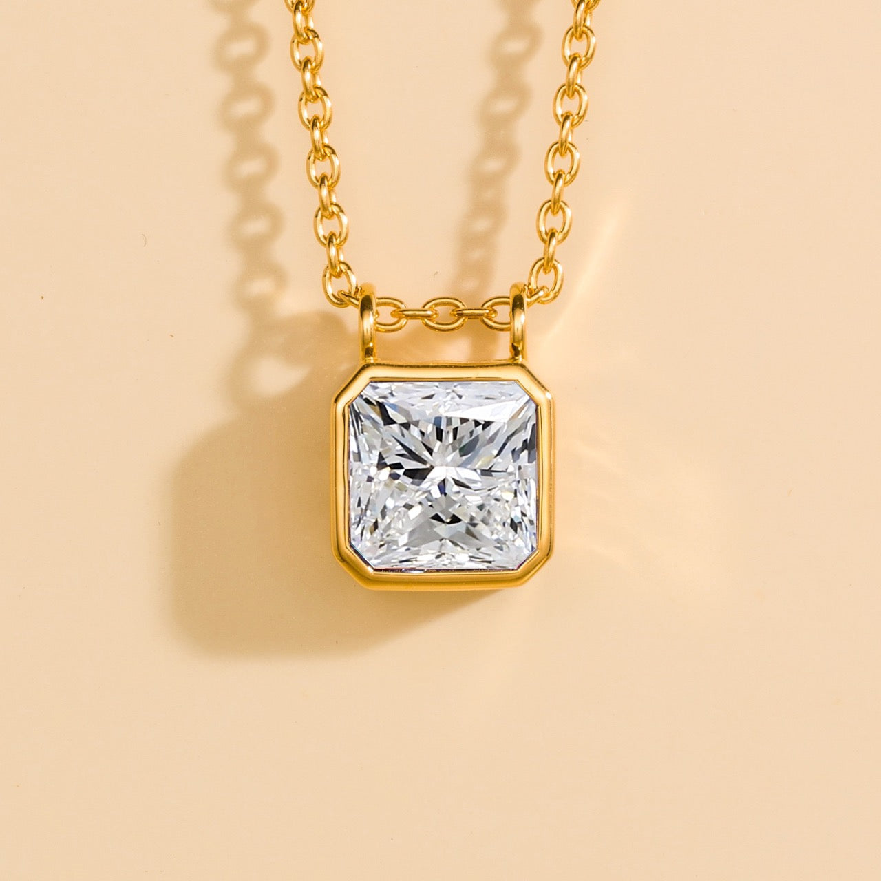 Calin Diamond Asscher-Cut Pendant Necklace in Gold