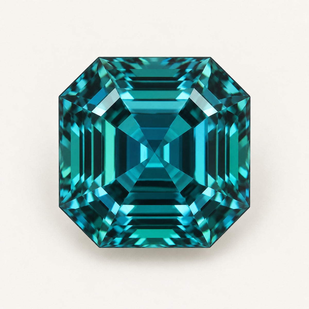 Lab-grown alexandrite, Asscher cut, in daylight