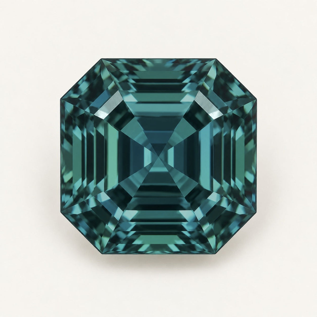 Lab-grown alexandrite, Asscher cut, in daylight