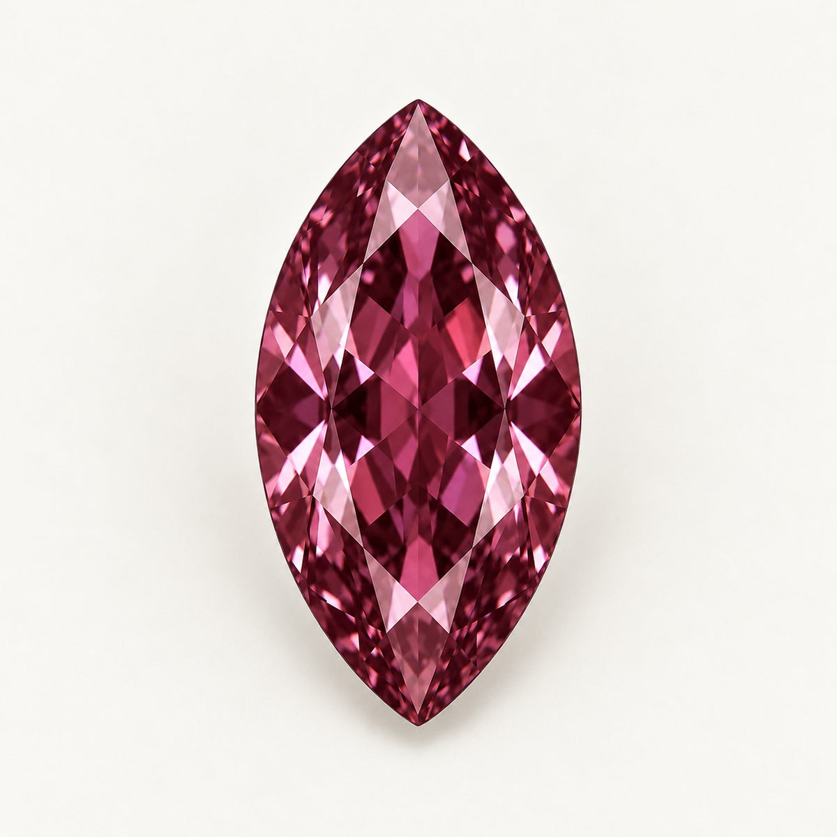 Lab-grown alexandrite, marquise cut, under warm indoor light