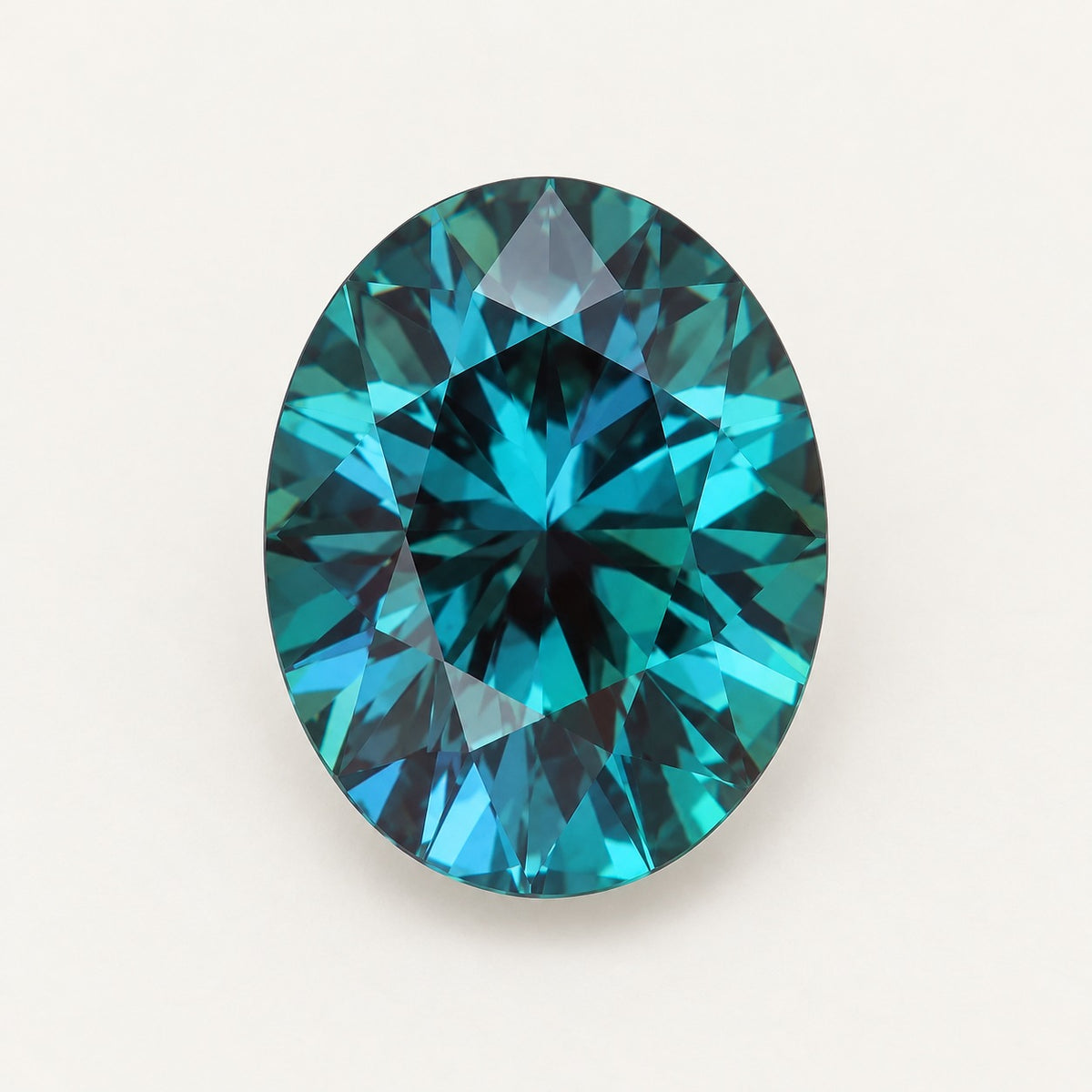 Lab-grown alexandrite, oval cut, in daylight