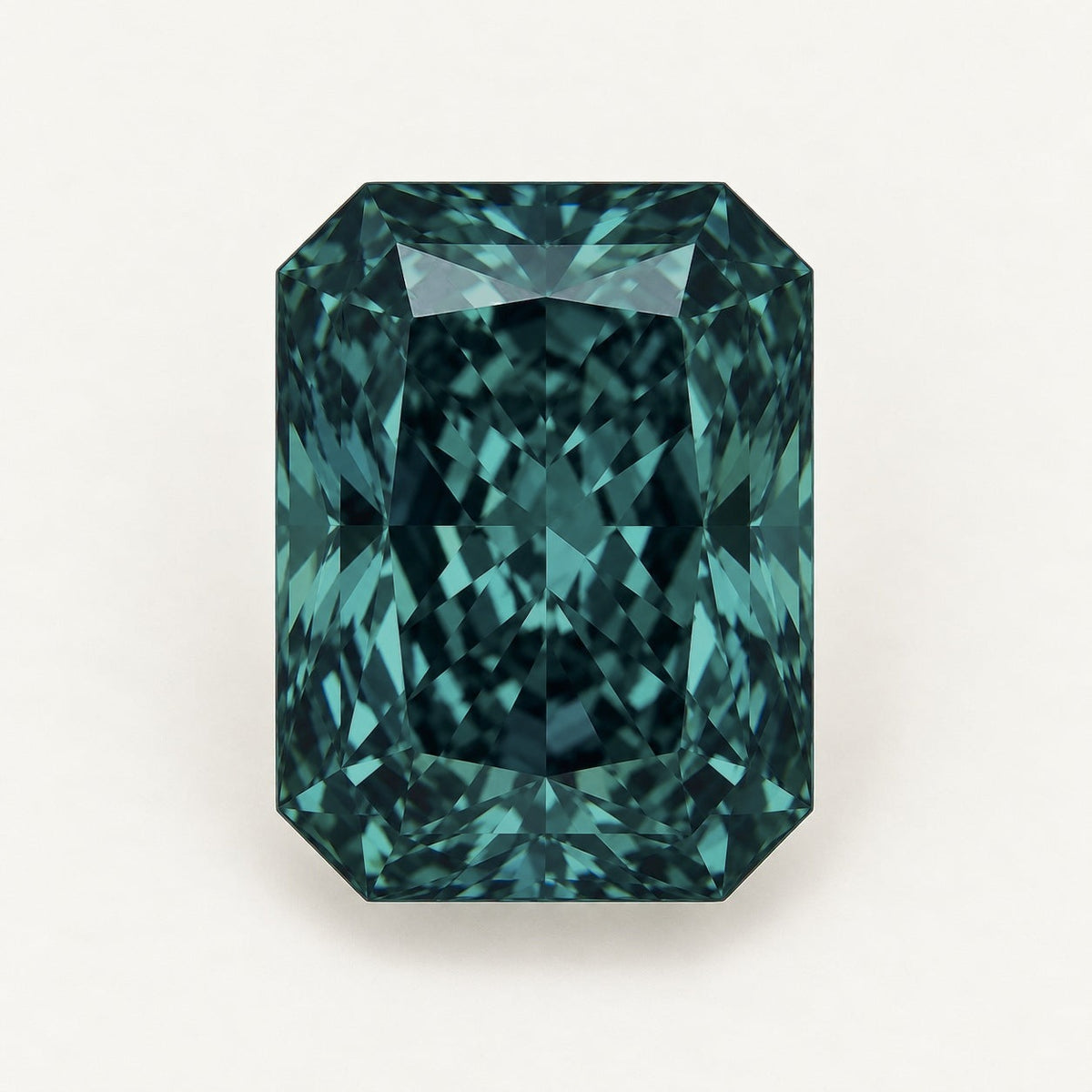 Lab-grown alexandrite, radiant cut, in daylight