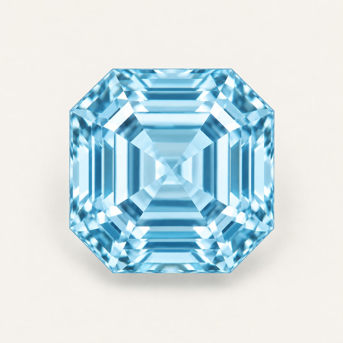 Lab-grown aquamarine, Asscher cut