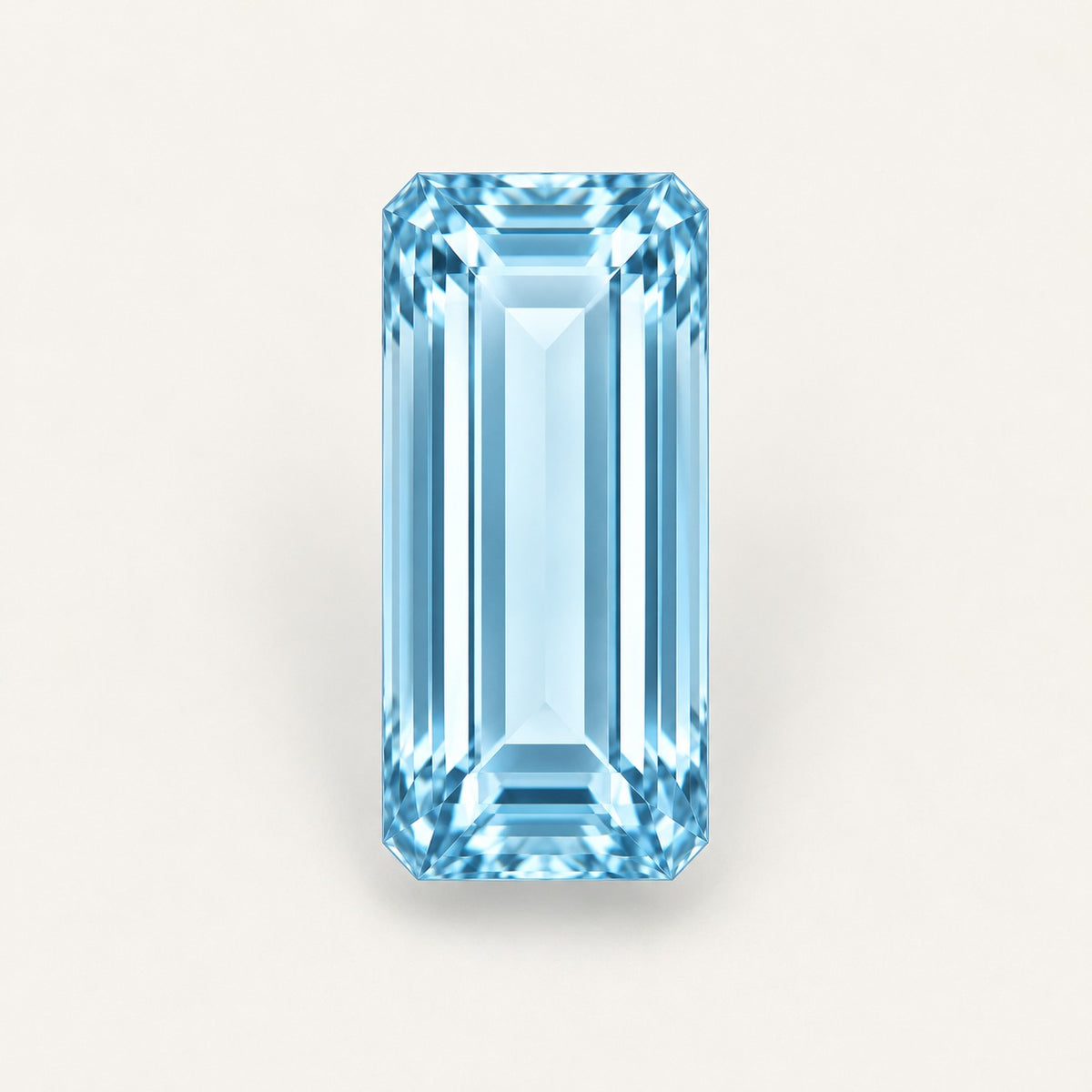Lab-grown aquamarine, baguette cut