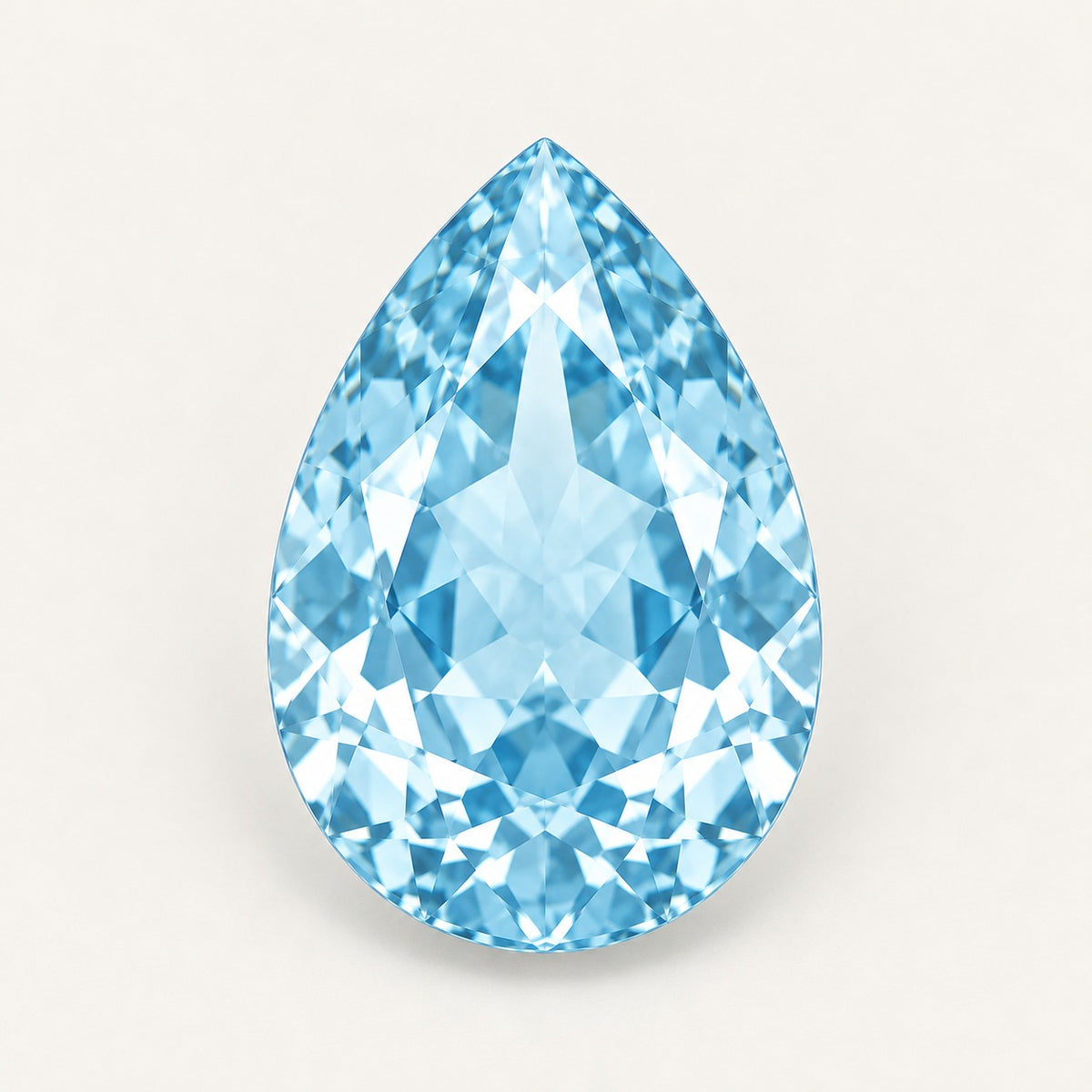 Lab-grown aquamarine, pear cut