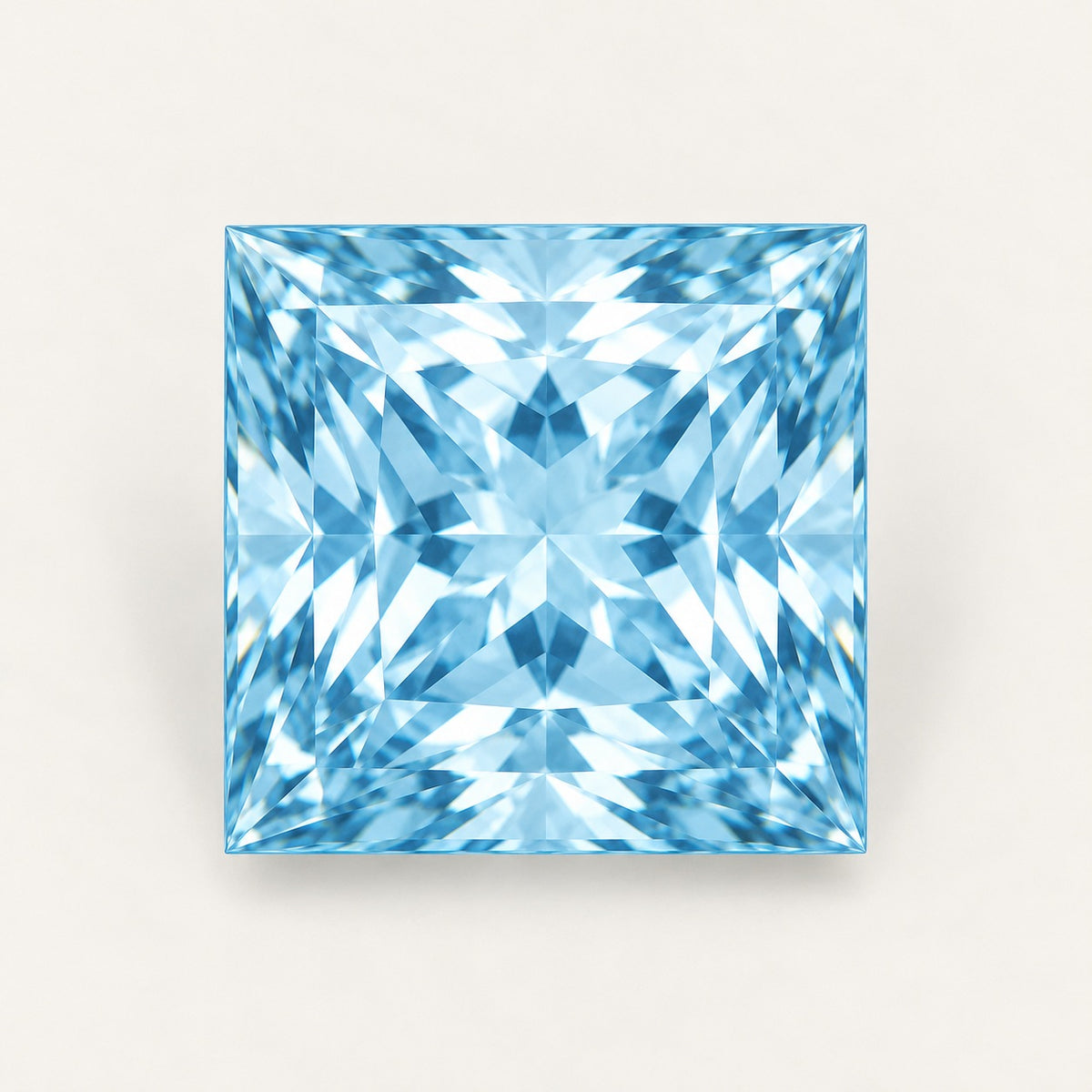 Lab-grown aquamarine, princess cut