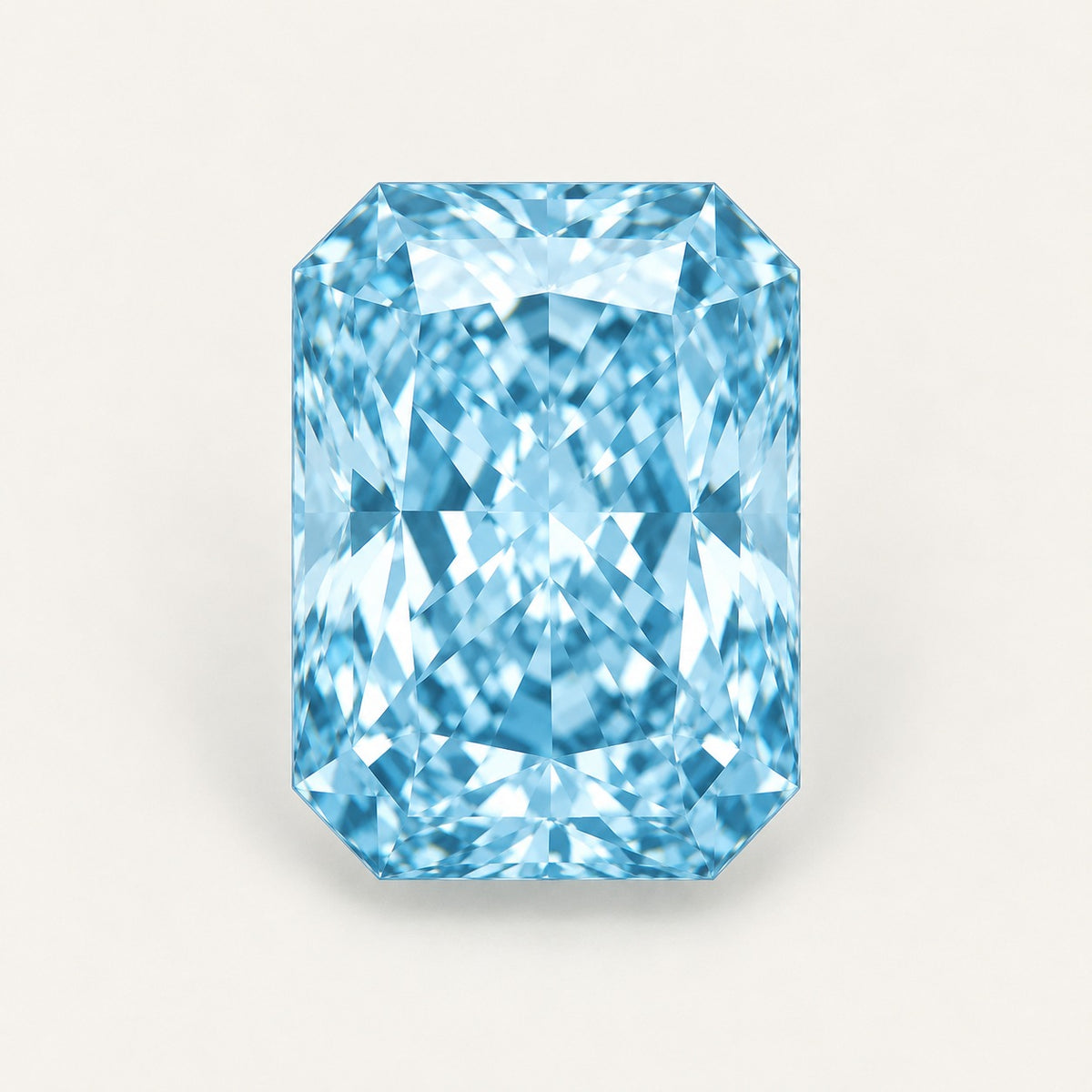 Lab-grown aquamarine, radiant cut