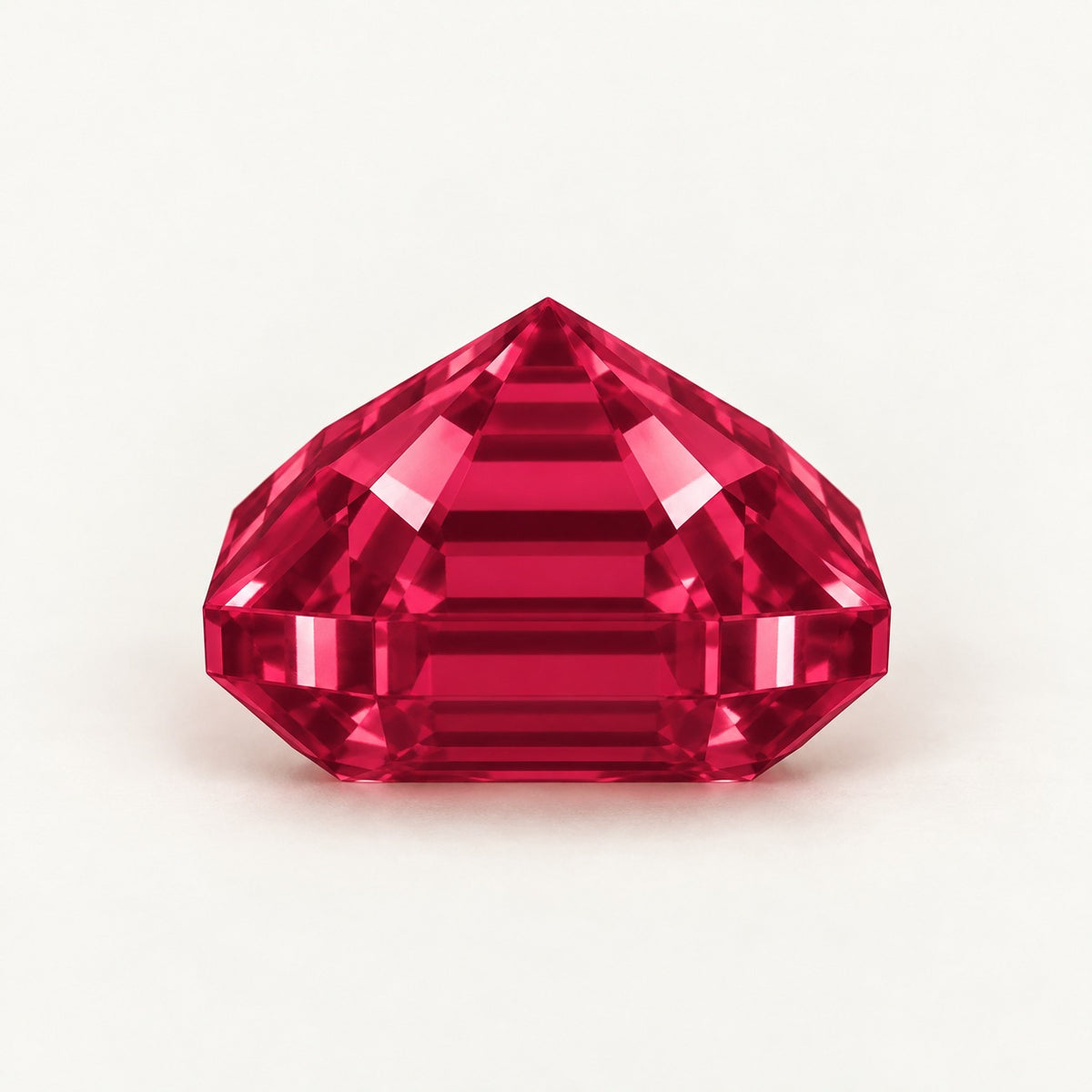 Lab-grown ruby, Asscher cut, side view