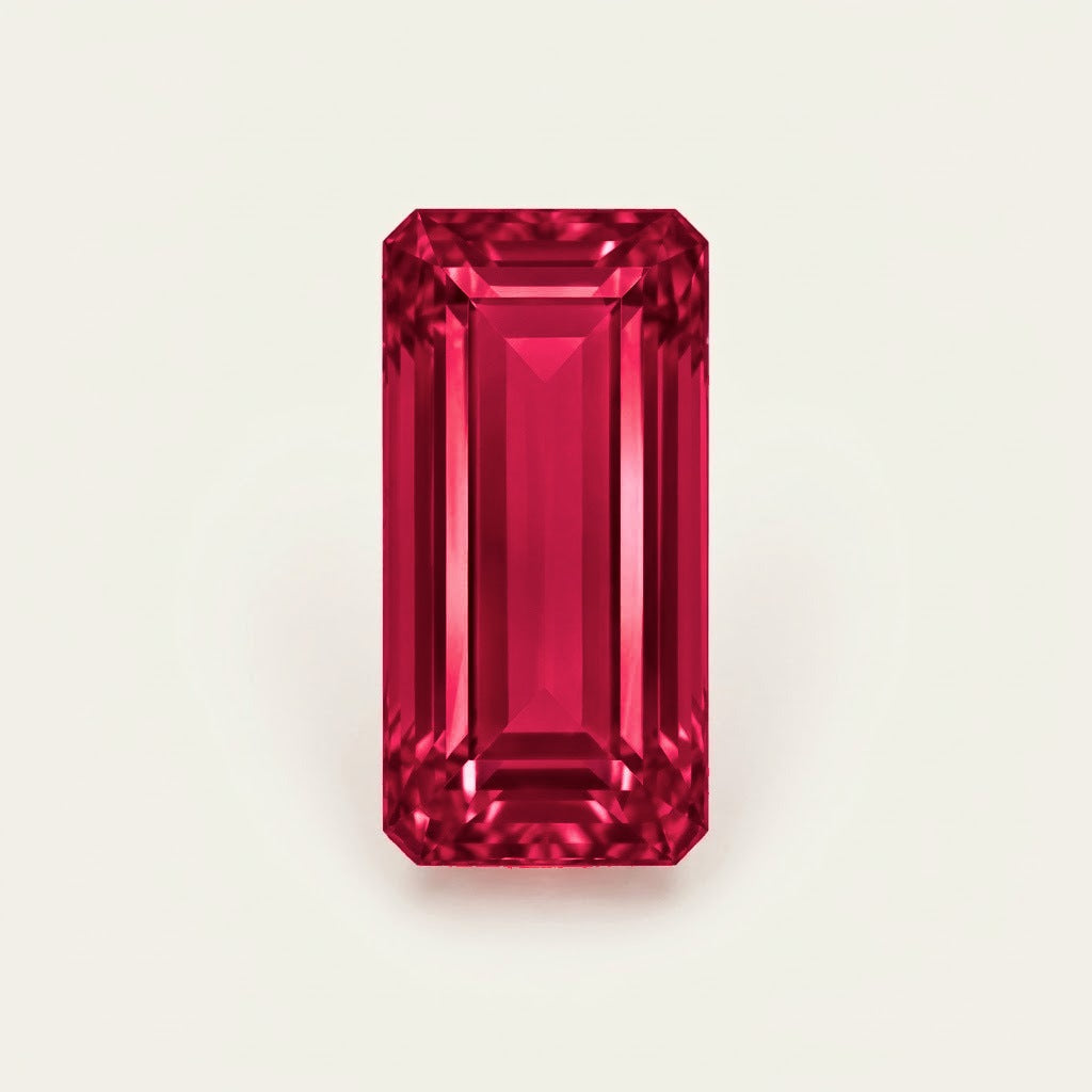 Lab-grown ruby, baguette cut