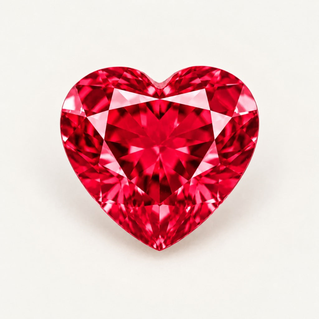 Lab-grown ruby, heart cut