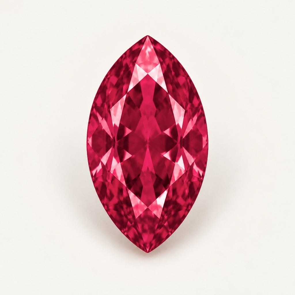 Lab-grown ruby, marquise cut