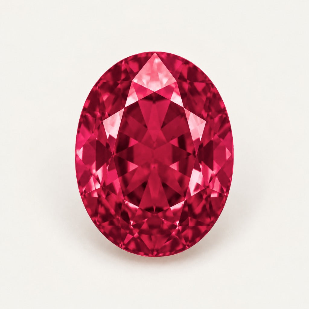 Lab-grown ruby, oval cut