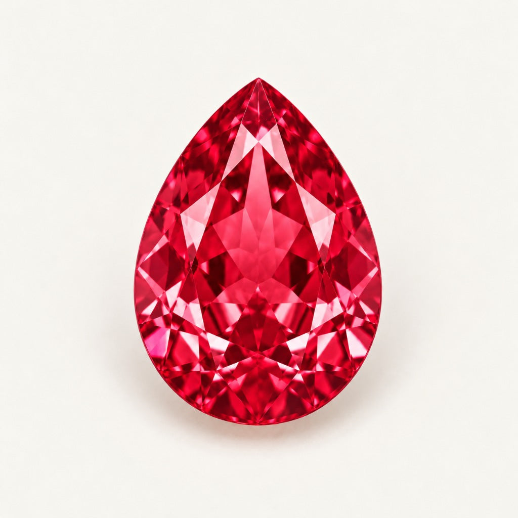 Lab-grown ruby, pear cut