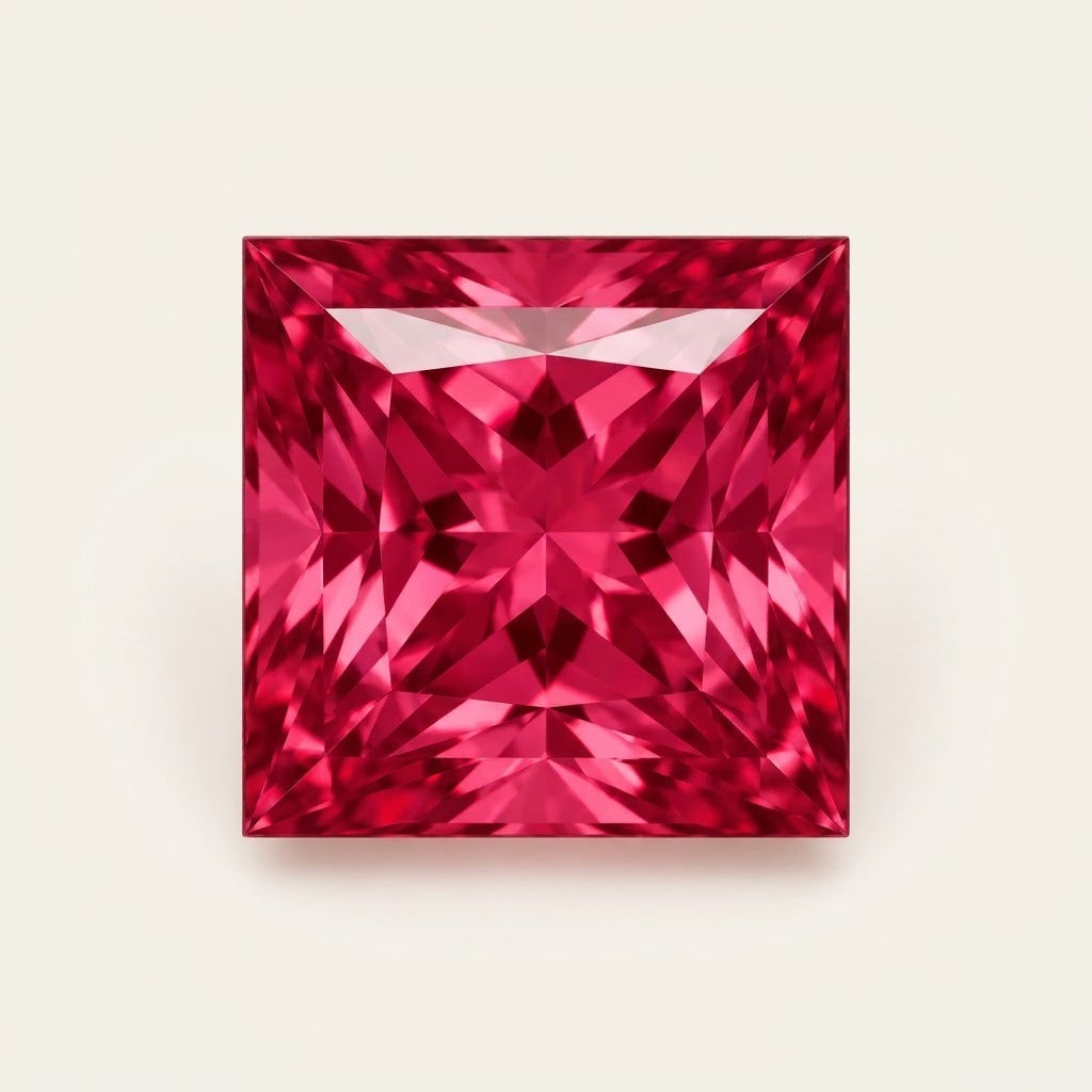 Lab-grown ruby, princess cut