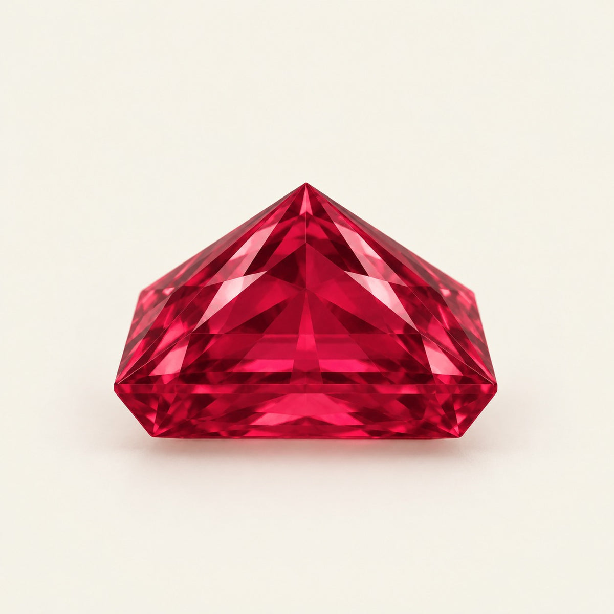 Lab-grown ruby, princess cut, side view