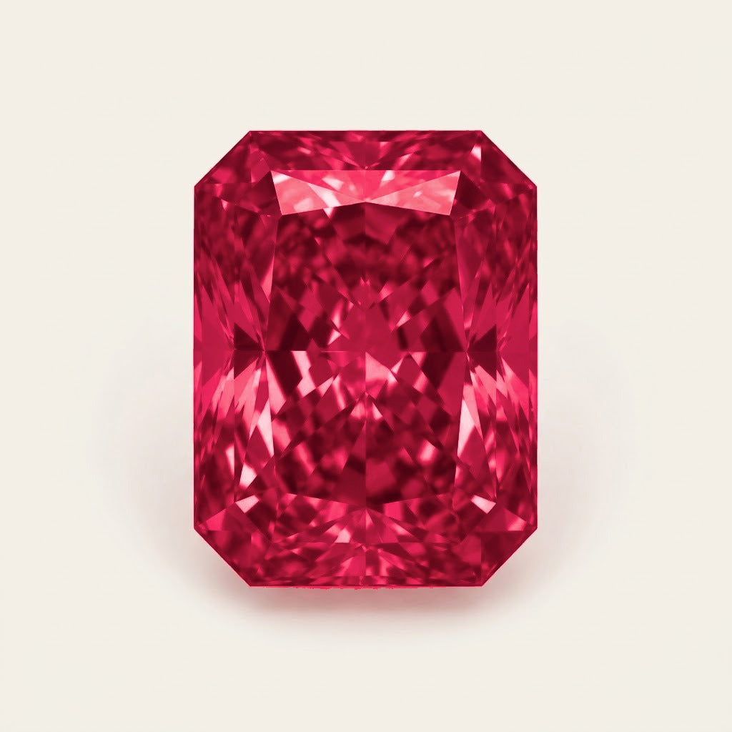 Lab-grown ruby, radiant cut