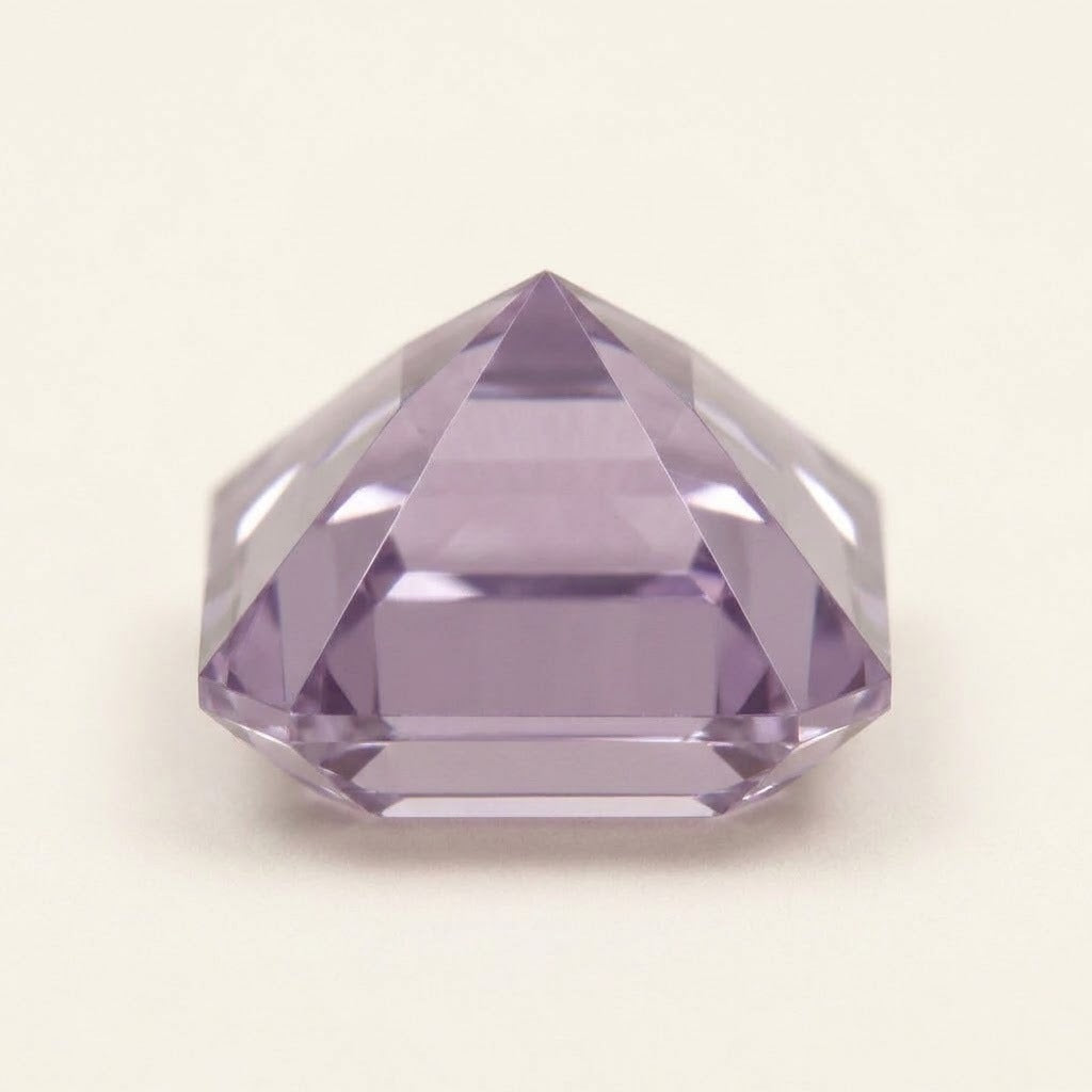 Lavender lab-grown sapphire, Asscher cut, side view