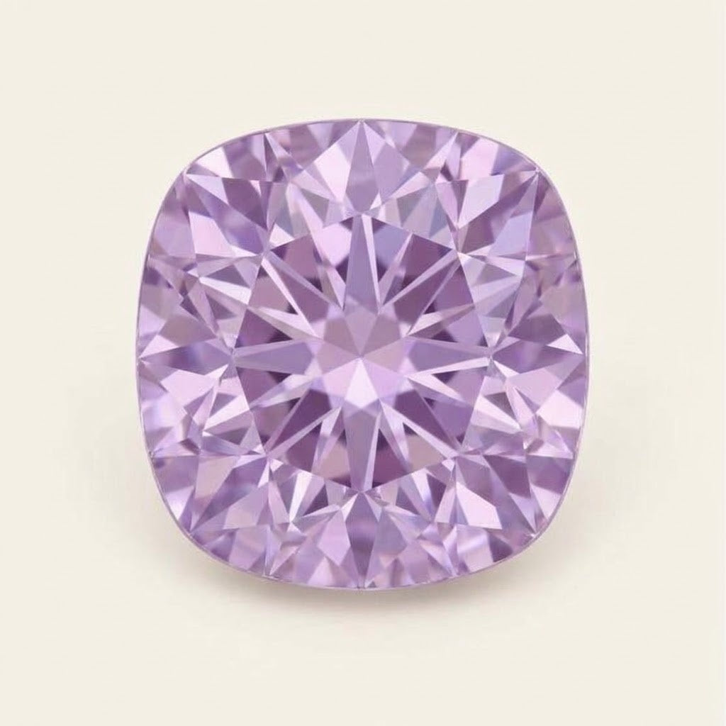 Lavender lab-grown sapphire, cushion cut