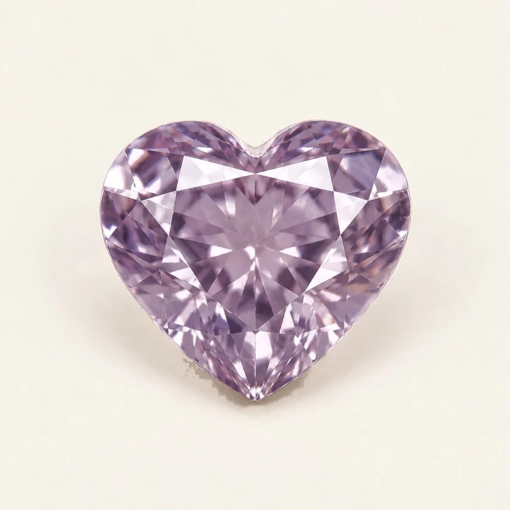 Lavender lab-grown sapphire, heart cut