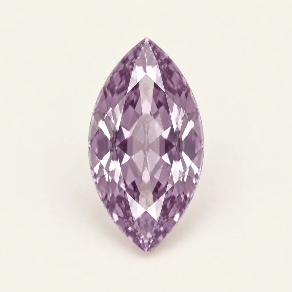 Lavender lab-grown sapphire, marquise cut