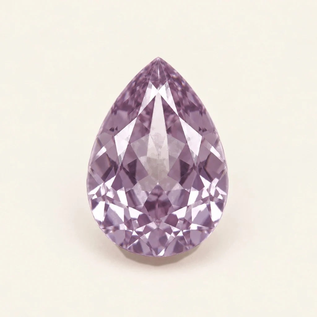 Lavender lab-grown sapphire, pear cut