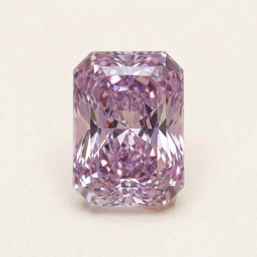 Lavender lab-grown sapphire, radiant cut