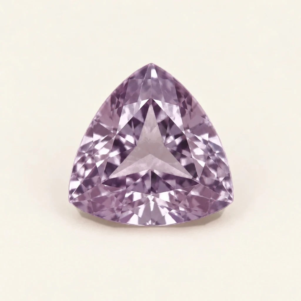 Lavender lab-grown sapphire, trillion cut