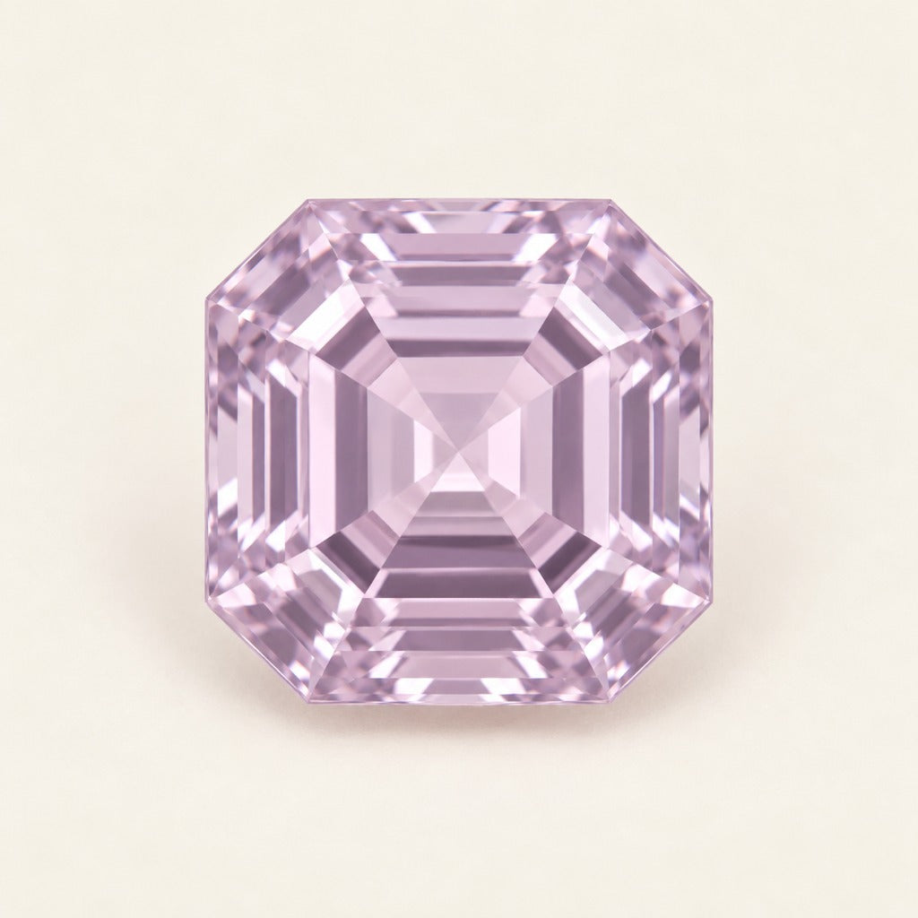Lavender lab-grown sapphire, asscher cut