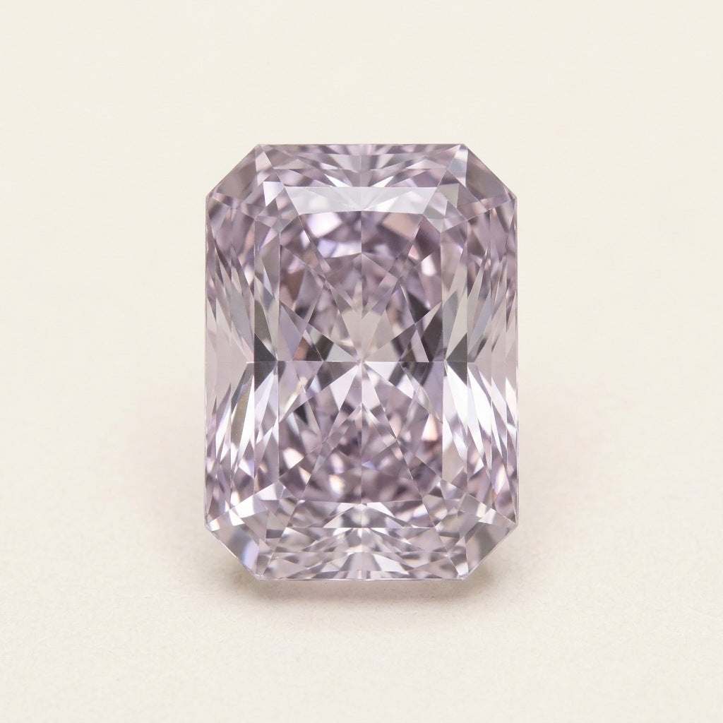Lavender lab-grown sapphire, radiant cut
