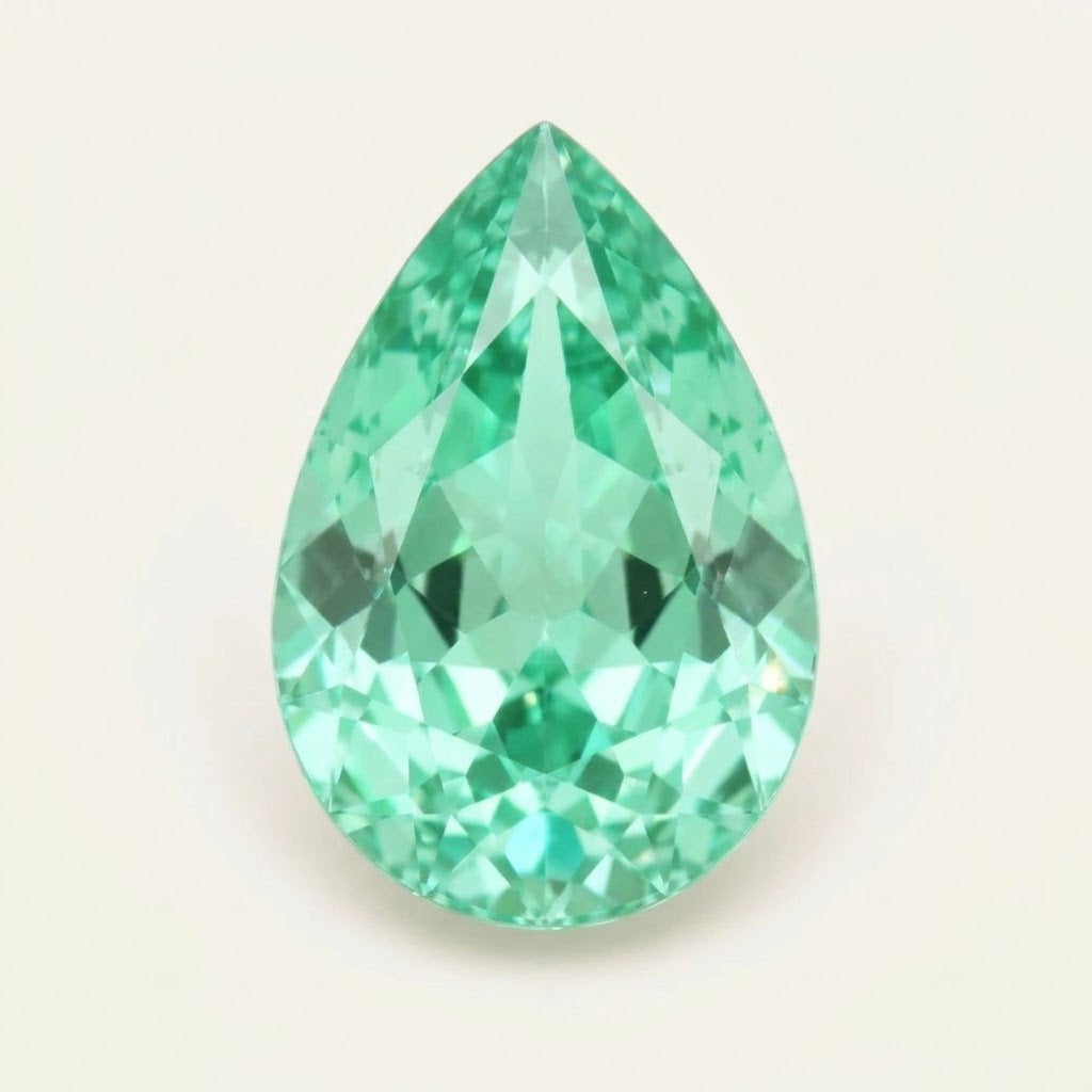 Mint green lab-grown sapphire, pear cut