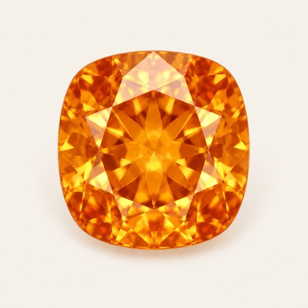 Orange lab-grown sapphire, cushion cut