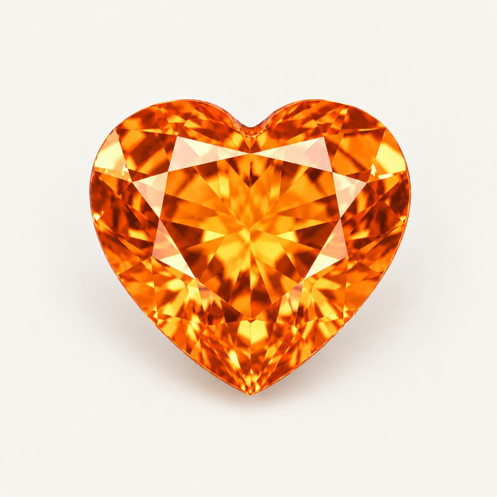 Orange lab-grown sapphire, heart cut