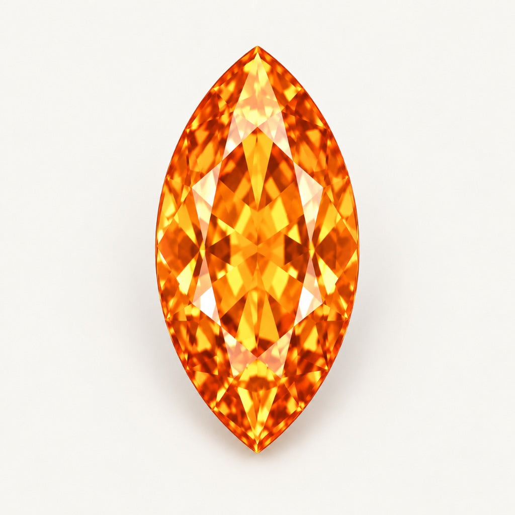 Orange lab-grown sapphire, marquise cut