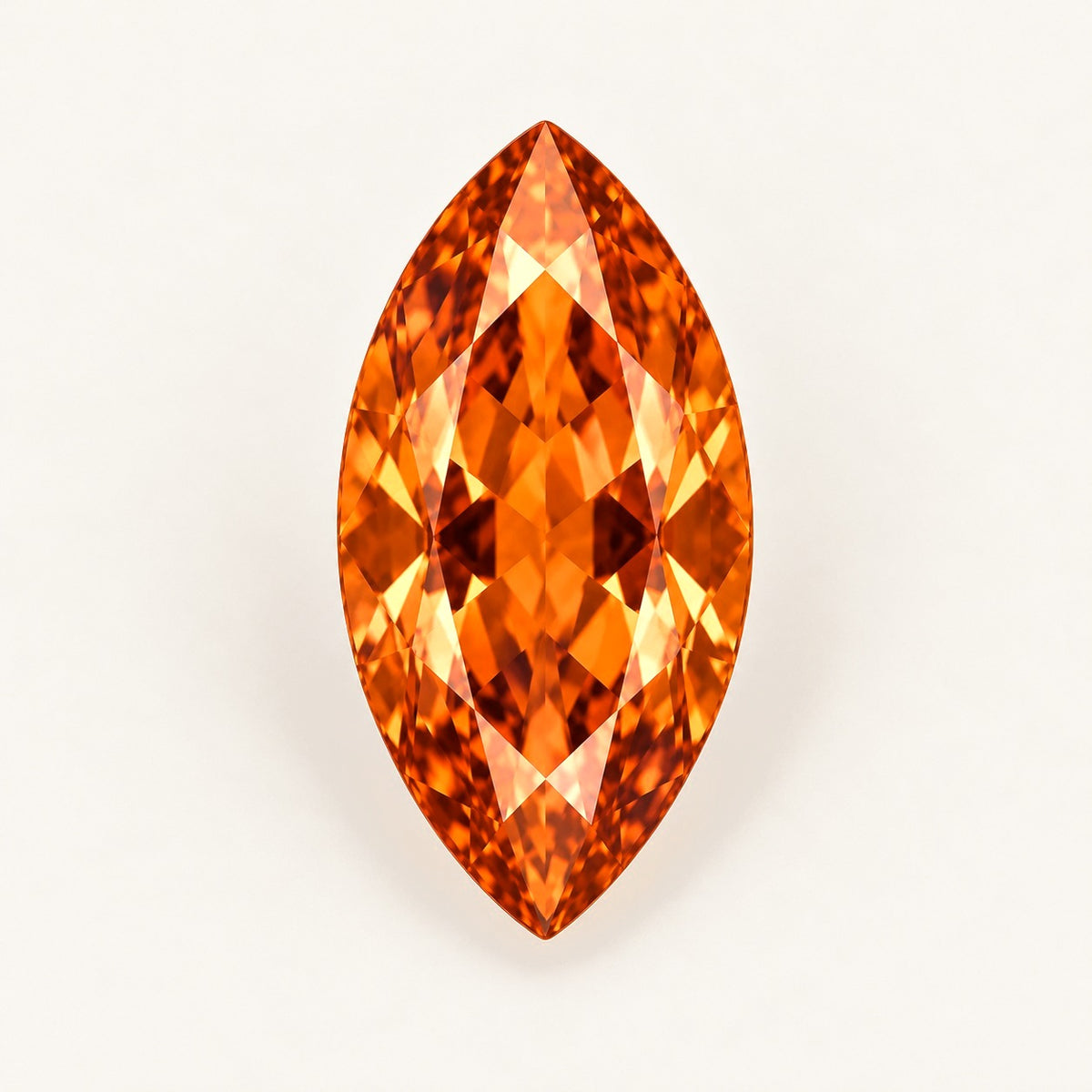 Orange lab-grown sapphire, marquise cut