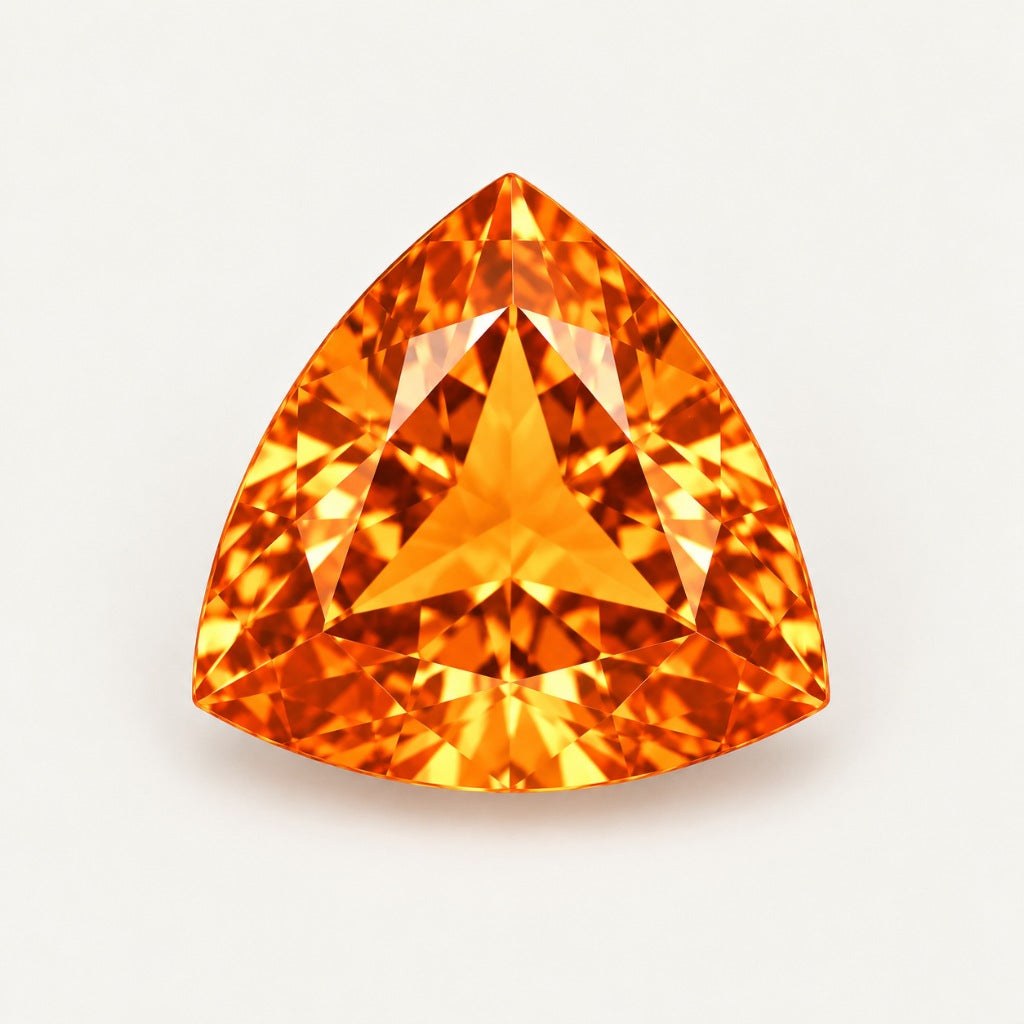 Orange lab-grown sapphire, trillion cut