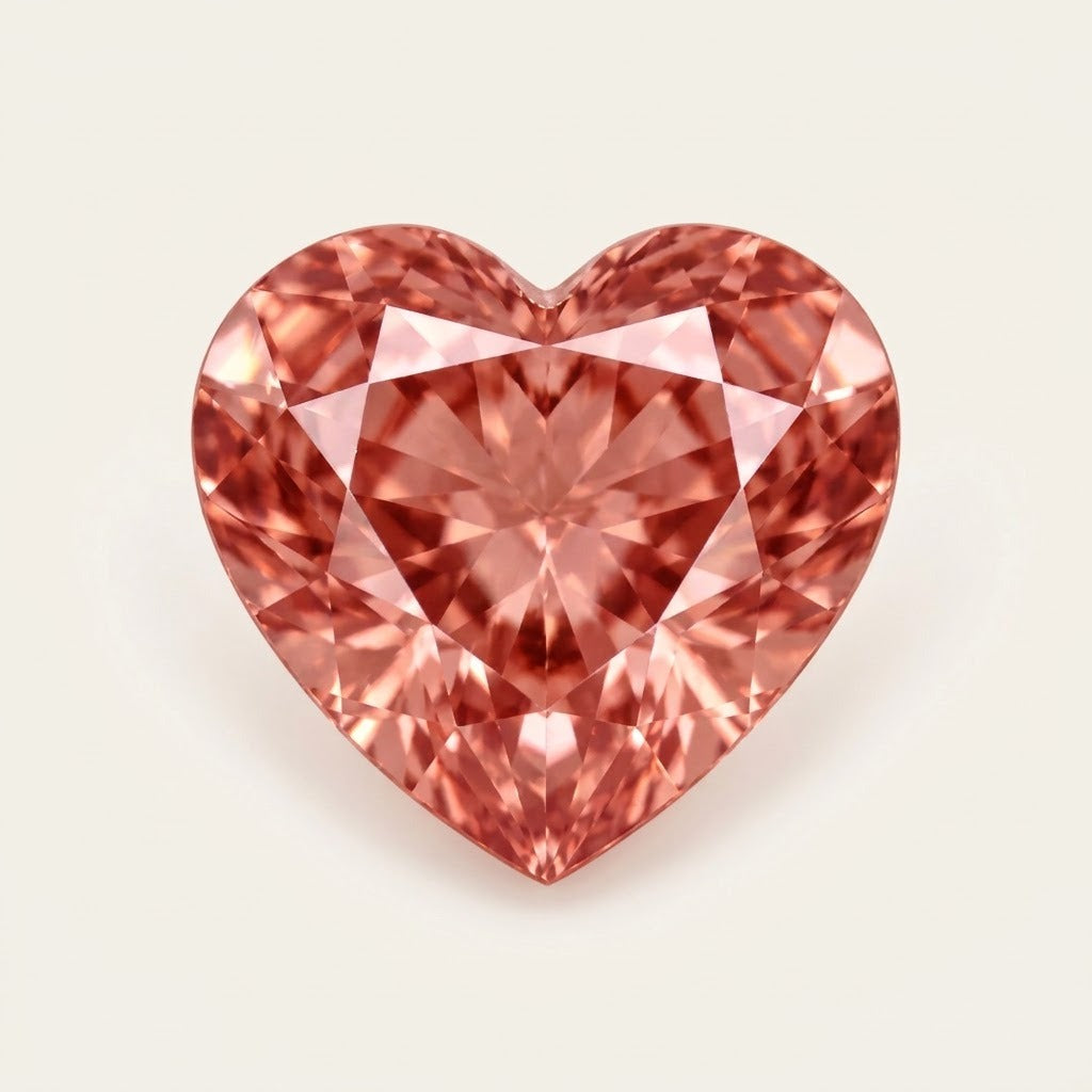 Padparadscha lab-grown sapphire, heart cut