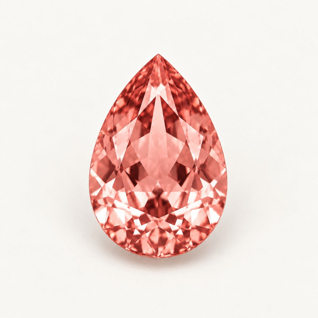Padparadscha lab-grown sapphire, pear cut