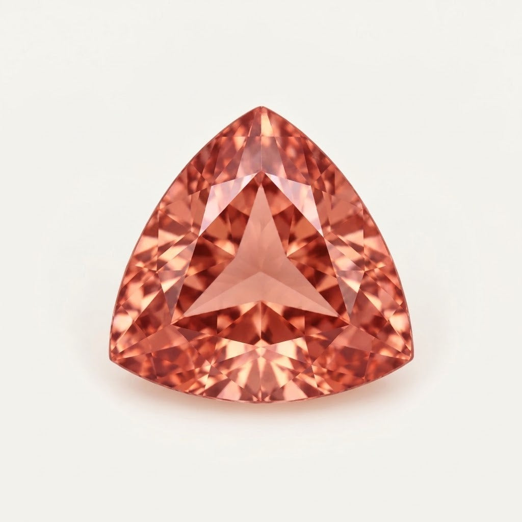 Padparadscha lab-grown sapphire, trillion cut