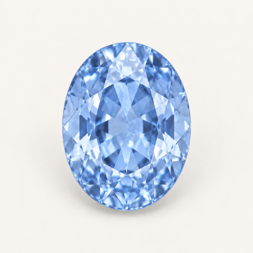Pastel blue lab-grown sapphire, oval cut