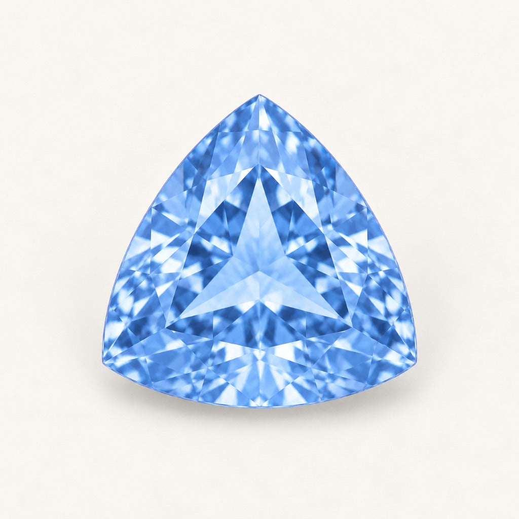 Pastel blue lab-grown sapphire, trillion cut